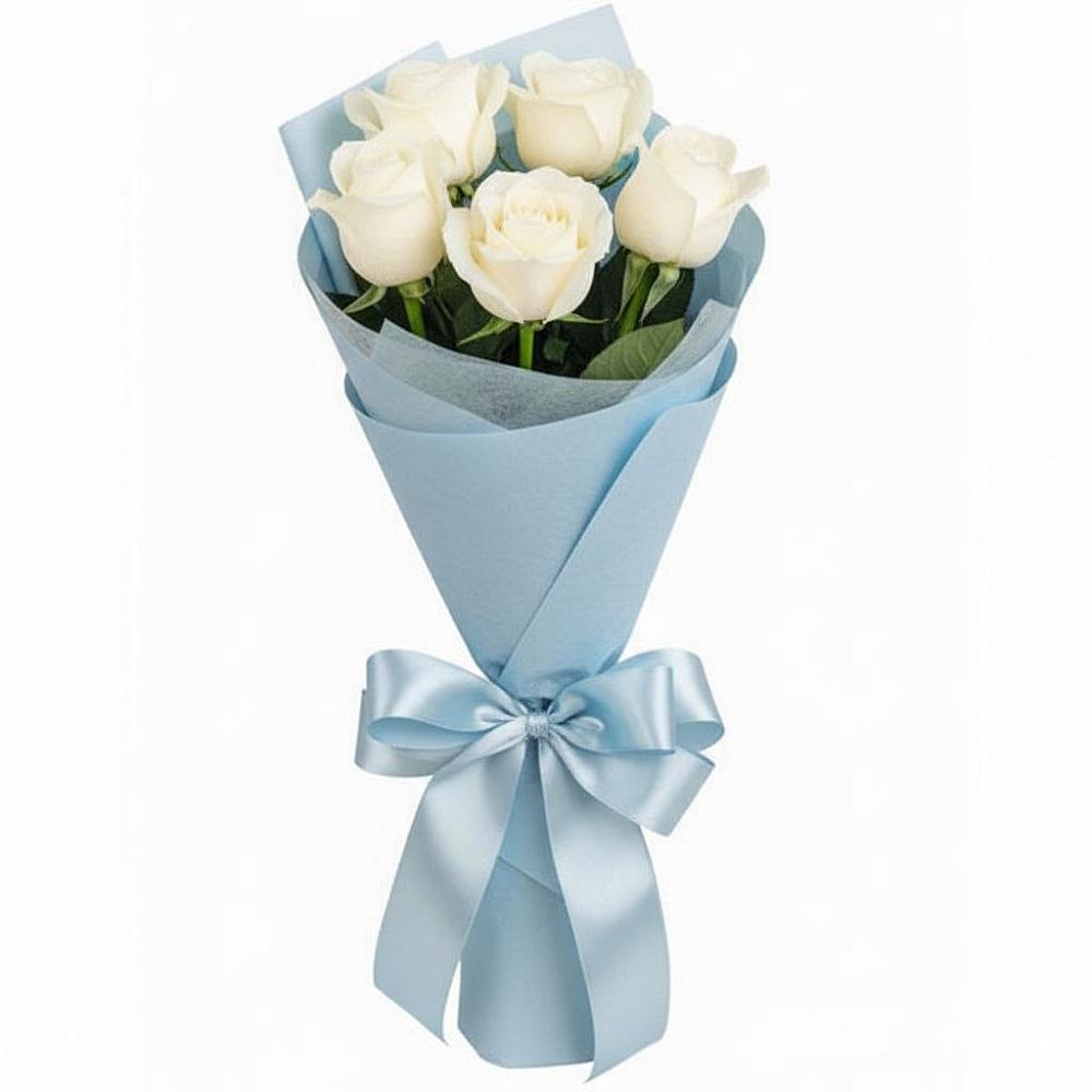 Букет 5 Белых роз Проуд в Балакирево