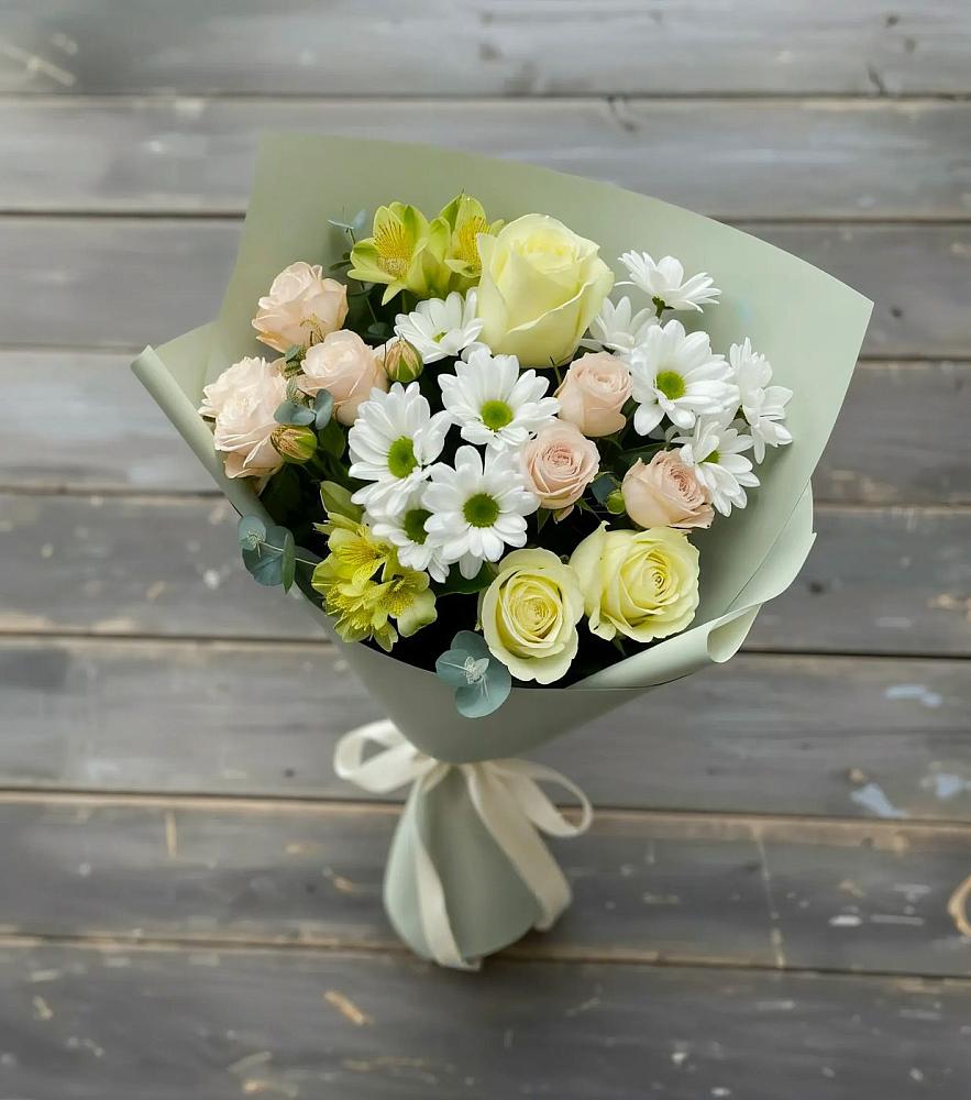 Букет цветов из: Альстромерии, Розы и Хризантемы в Балакирево