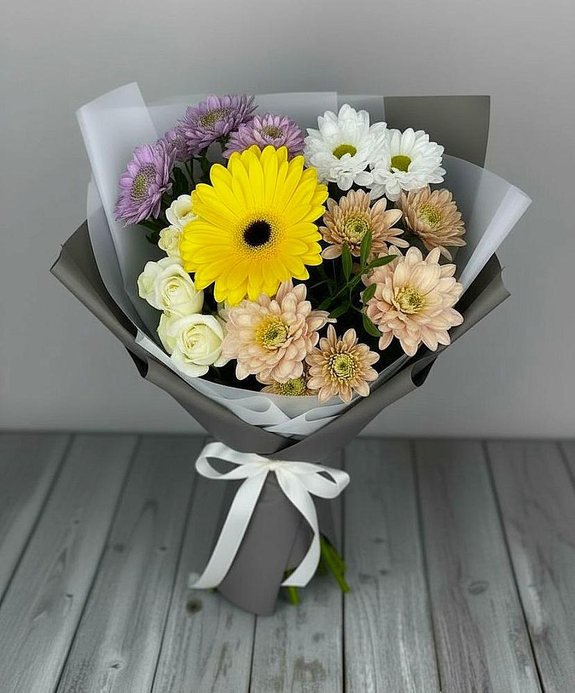 Букет цветов из: Розы, Герберы и Хризантемы в Балакирево