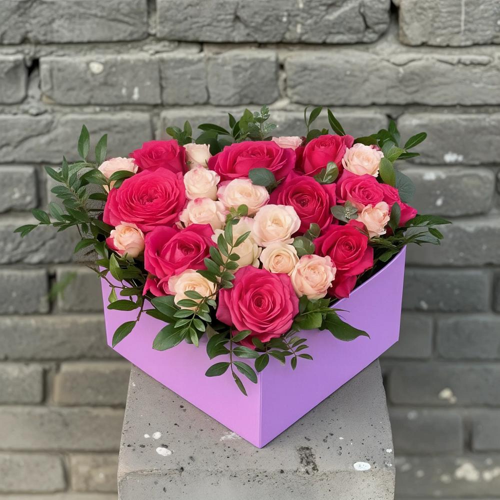 Цветочная композиция из Розы в коробке в Балакирево