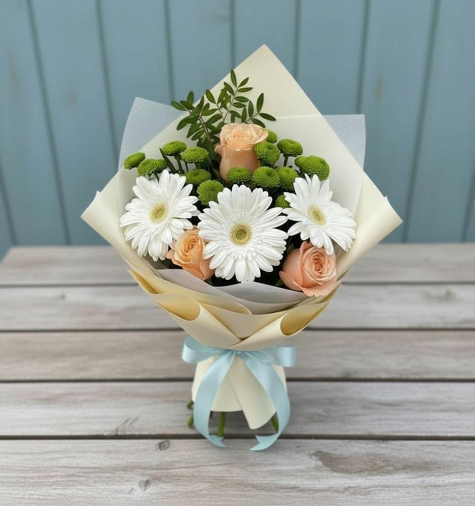 Букет цветов из: Герберы, Розы и Хризантемы в Балакирево