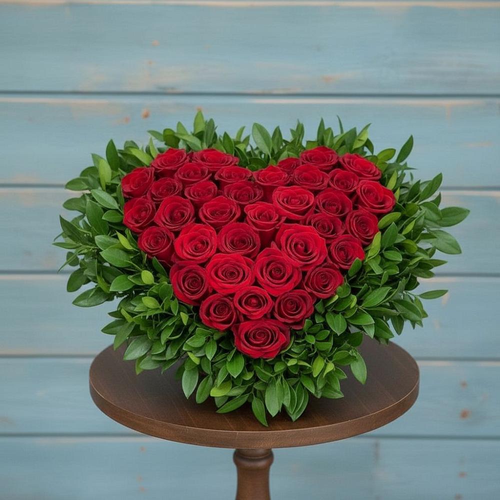 Цветочная композиция из Розы в виде сердца в Балакирево