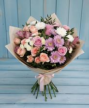 Букет цветов из:  Хризантемы, Розы и Альстромерии #REPLACE_PRED# Балакирево