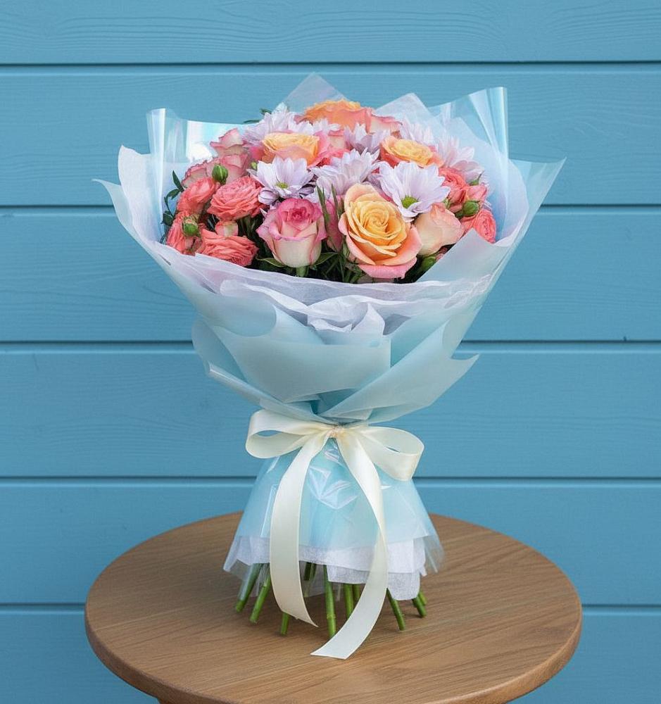 Букет цветов из: Хризантемы и Розы в Балакирево