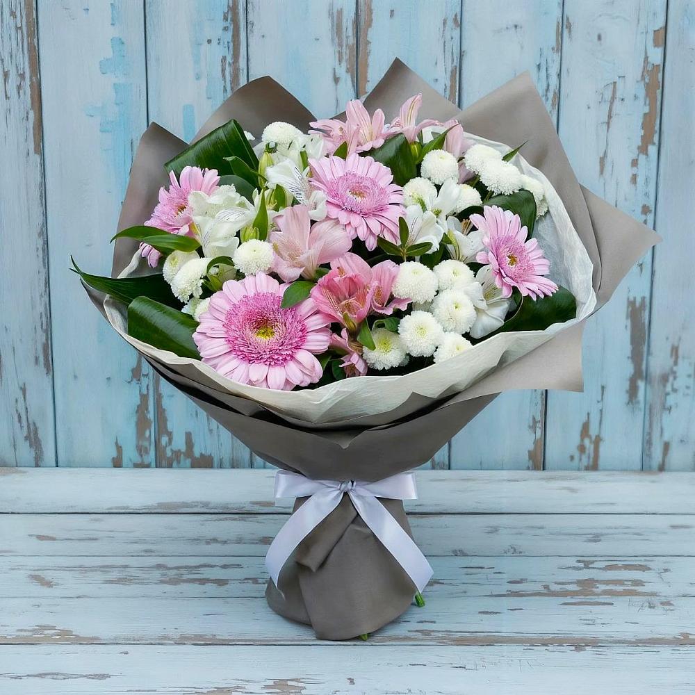 Букет цветов из: Герберы, Альстромерии и Хризантемы в Балакирево