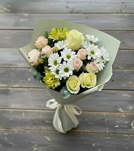 Букет цветов из:  Альстромерии, Розы и Хризантемы в Балакирево