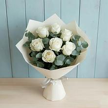 Букет Белые розы в Эвкалипте в Балакирево