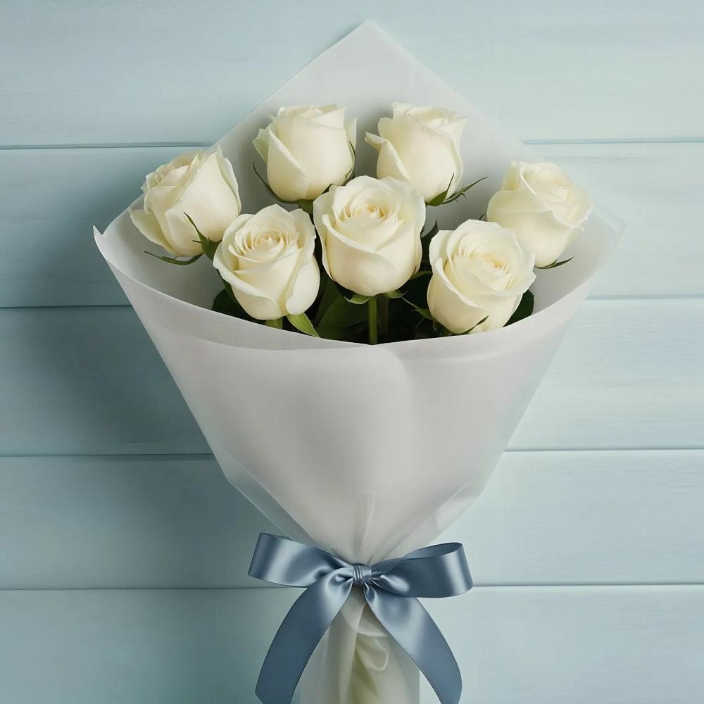 Букет 7 Белых роз Эдлесс Лав в Балакирево